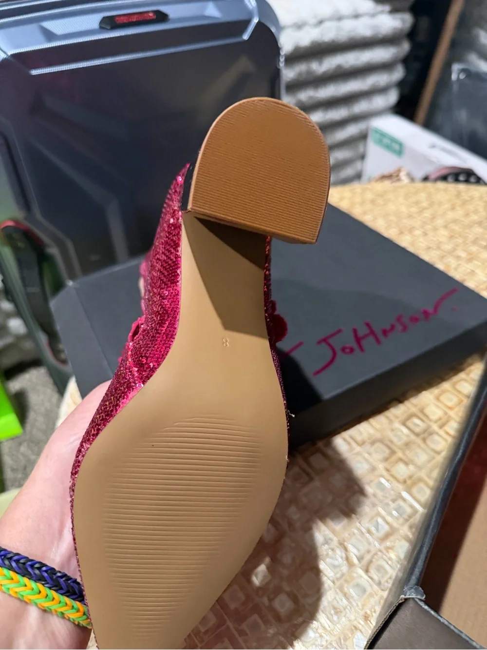 Betsey Johnson Deep Pink Velvet Sequin Floral Ankle Boots